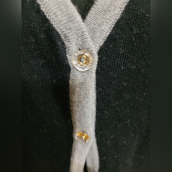 Iris Singer Collection Black/Gray Color Block Button Sweater - Picture 3 of 4